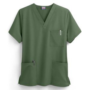 Cherokee Workwear Unisex 3-Pocket V-Neck Scrub Top olive
